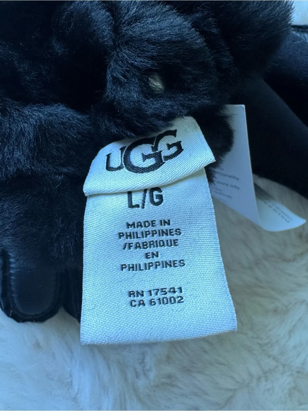 UGG Black Suede-Look Faux Fur Trim Women's Gloves